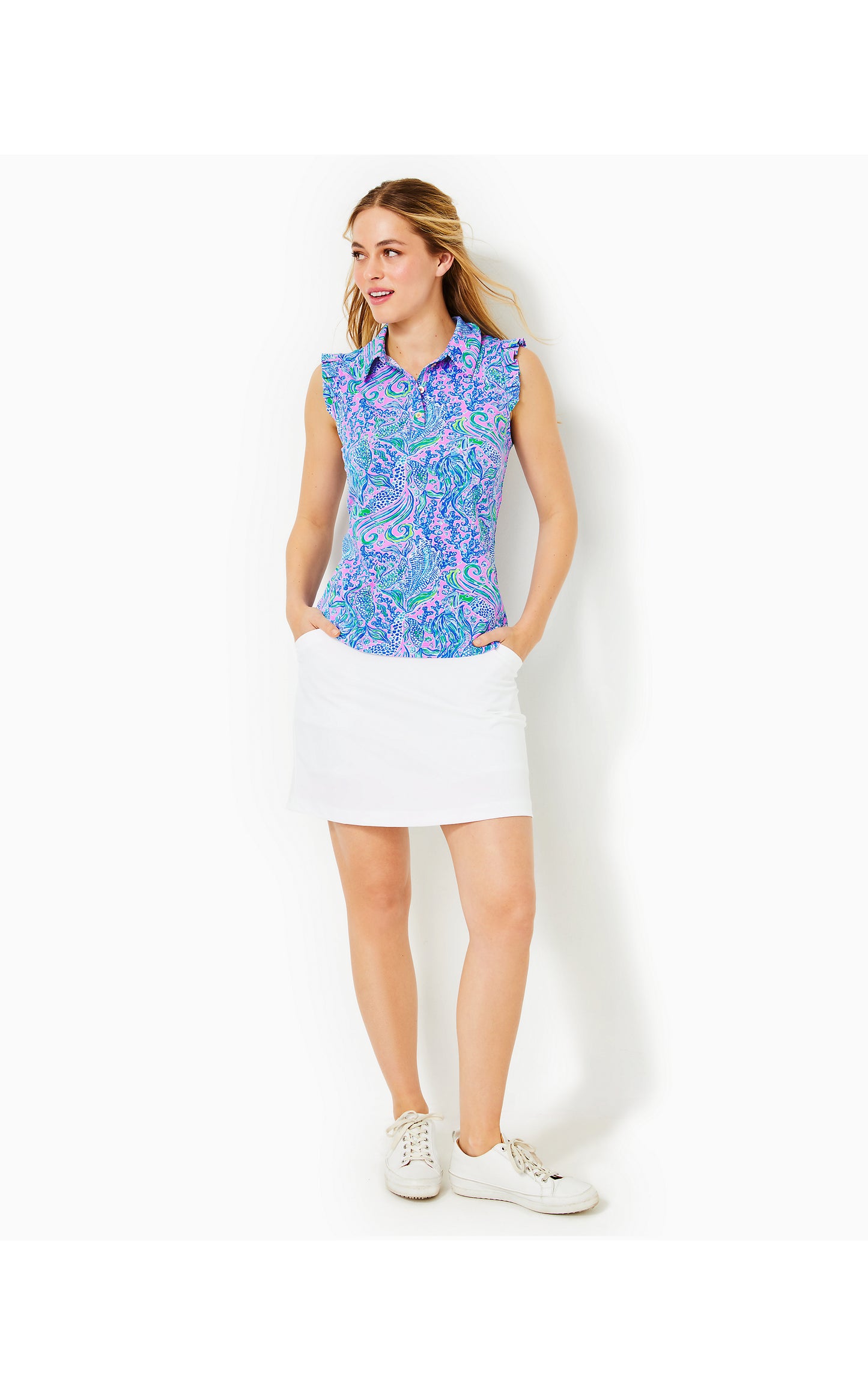 FRIDA SLEEVELESS RUFFLE POLO