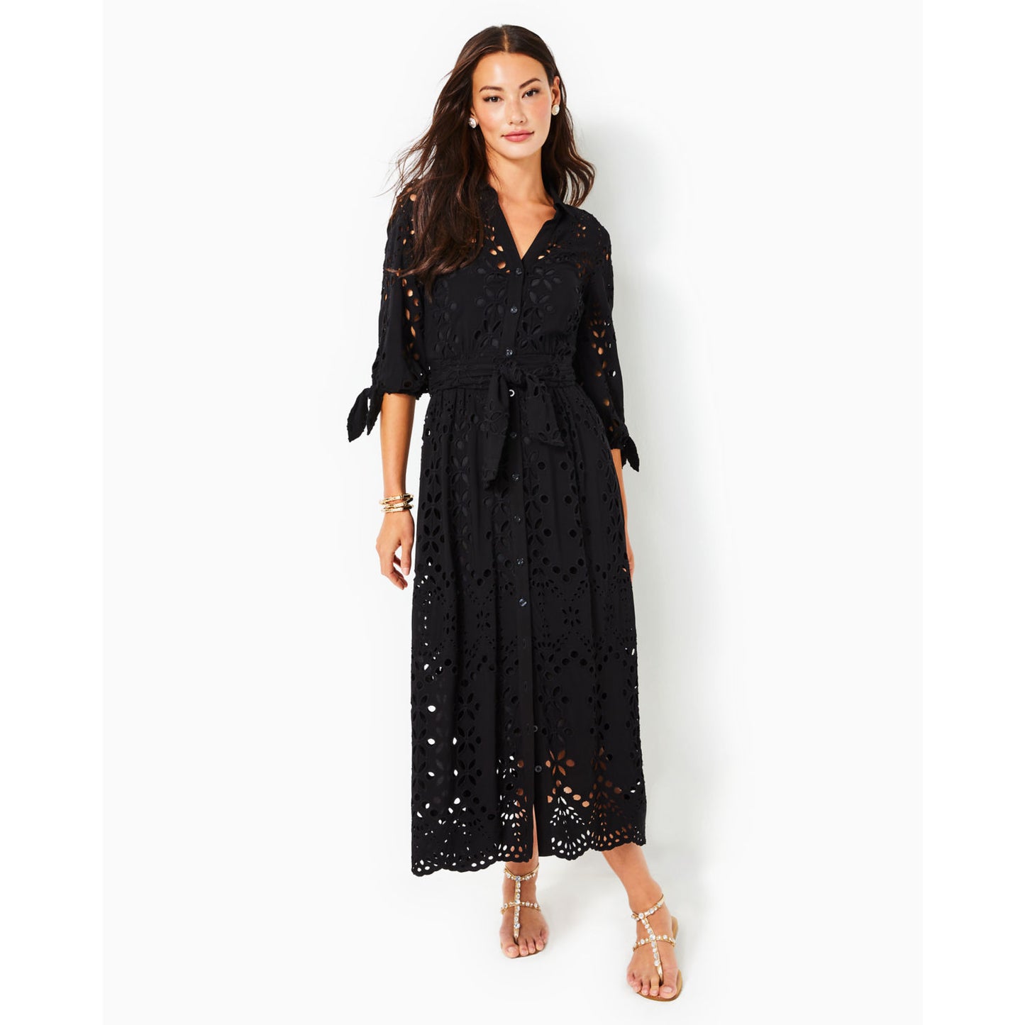 AMRITA MIDI DRESS - ONYX - SOIREE EYELET
