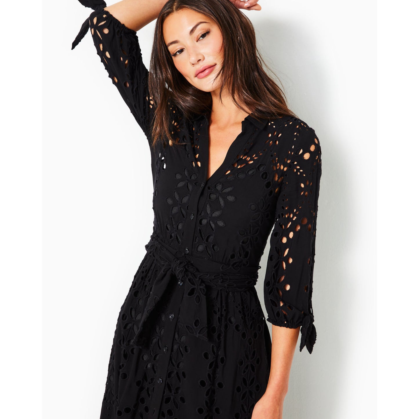 AMRITA MIDI DRESS - ONYX - SOIREE EYELET
