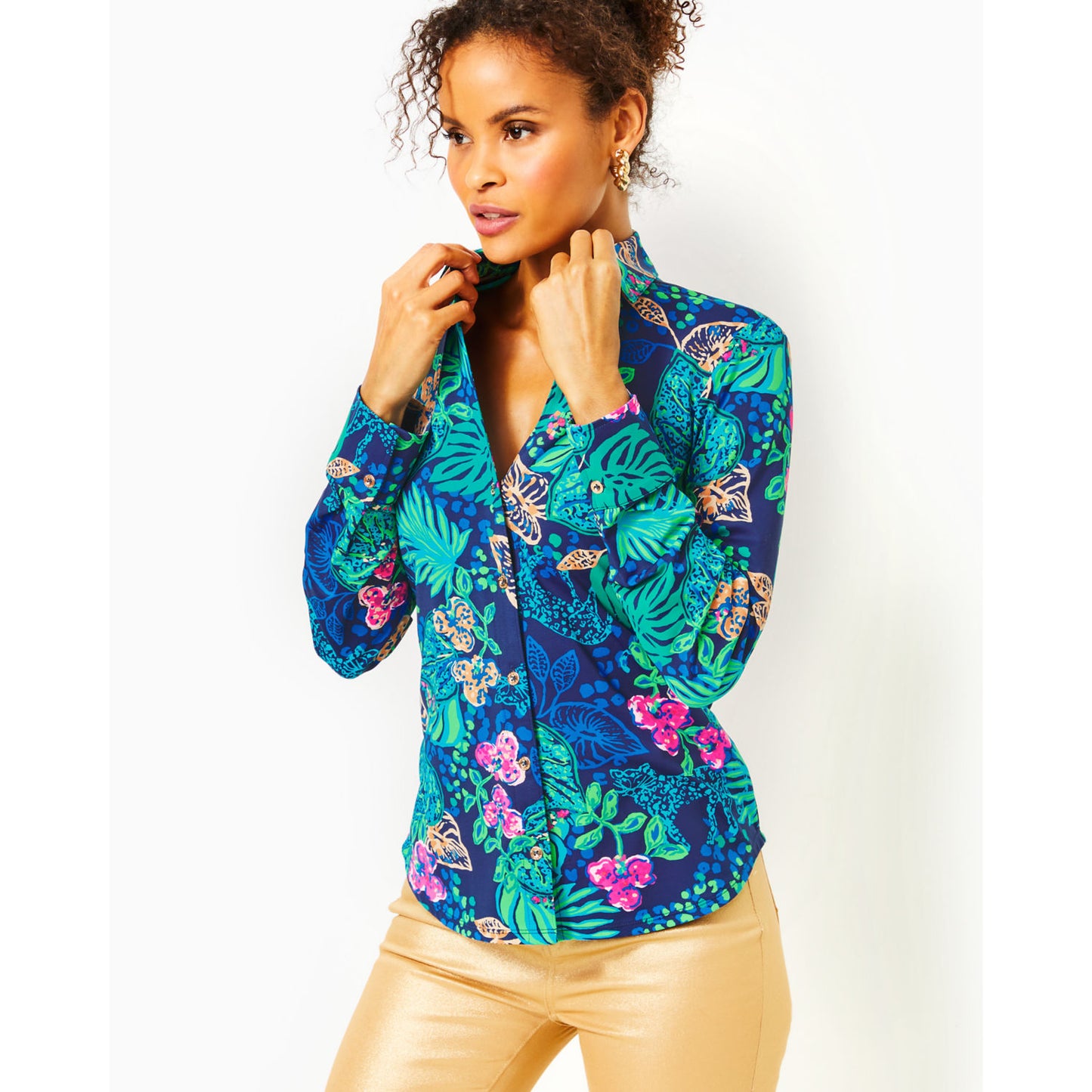 MARLENA UPF 50+ BUTTON DOWN TOP