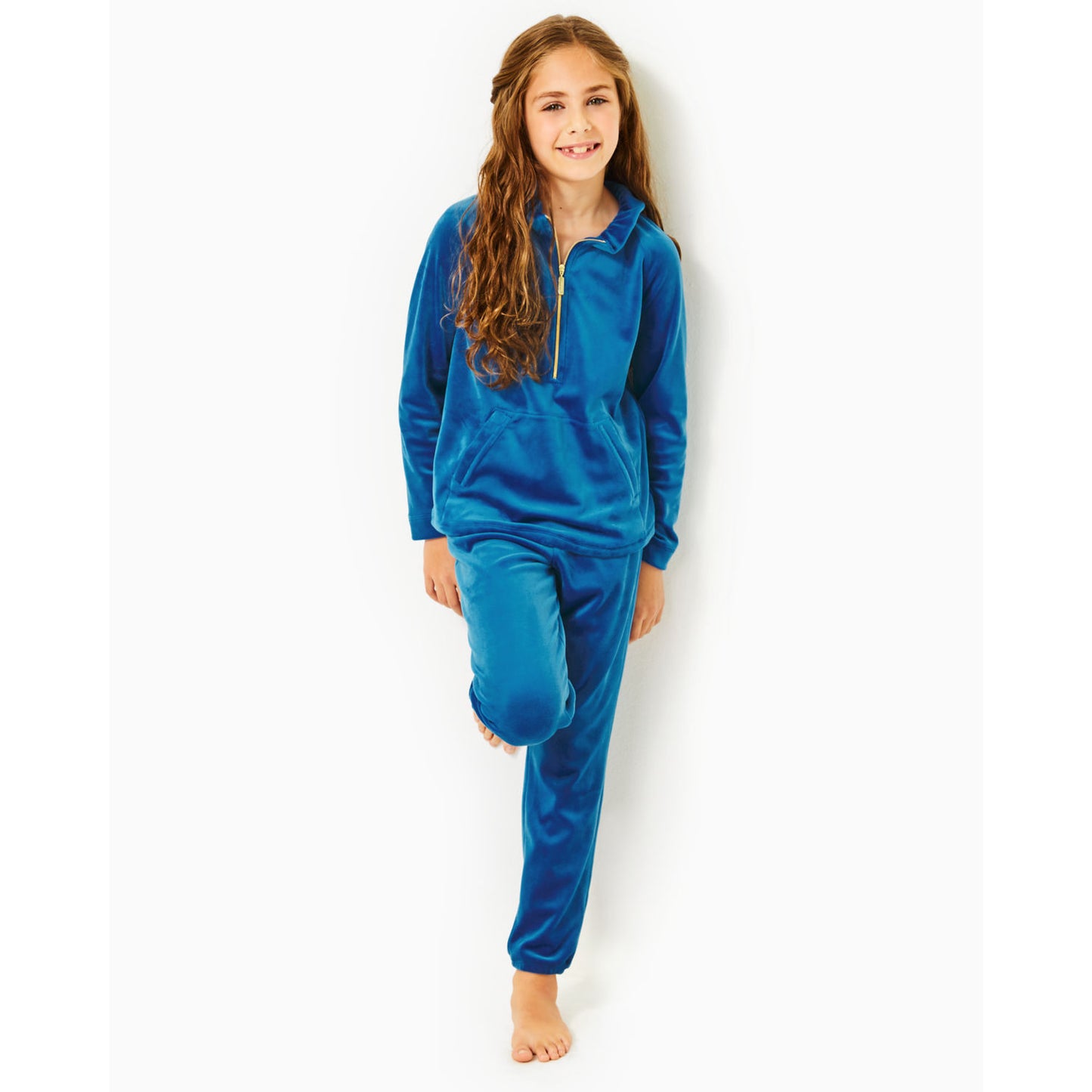 LITTLE SKIPPER RUFFLE VELOUR POPOVER
