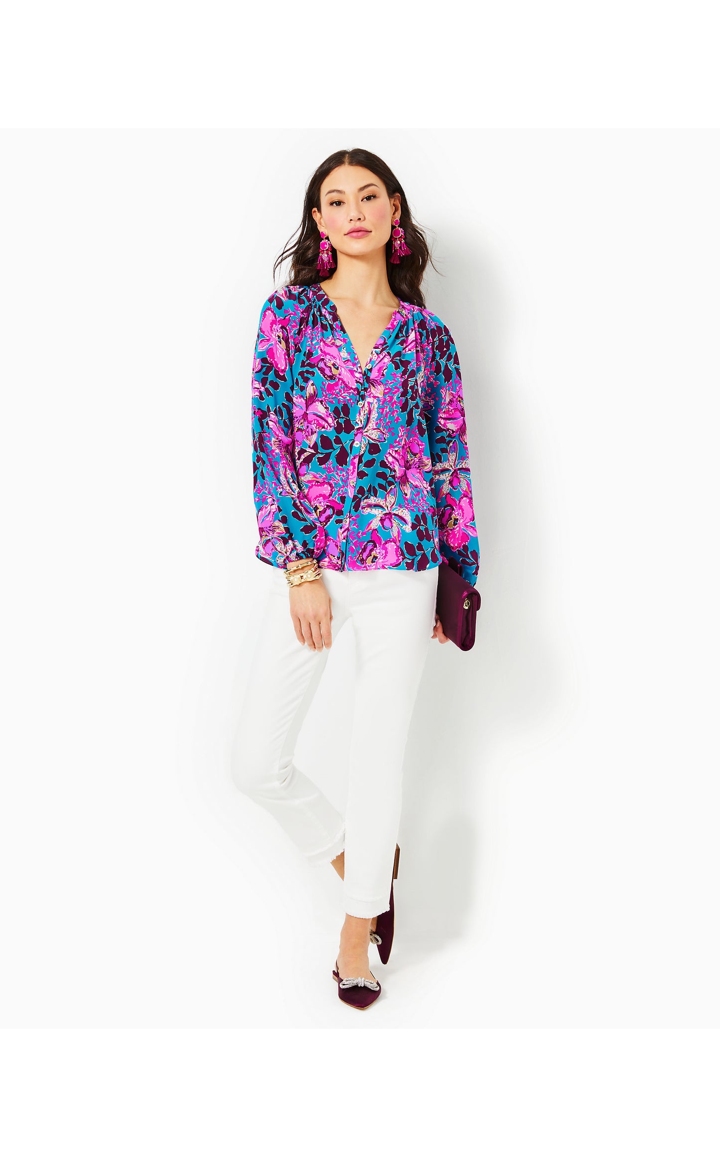 SAIGE LONG SLEEVE SILK TOP
