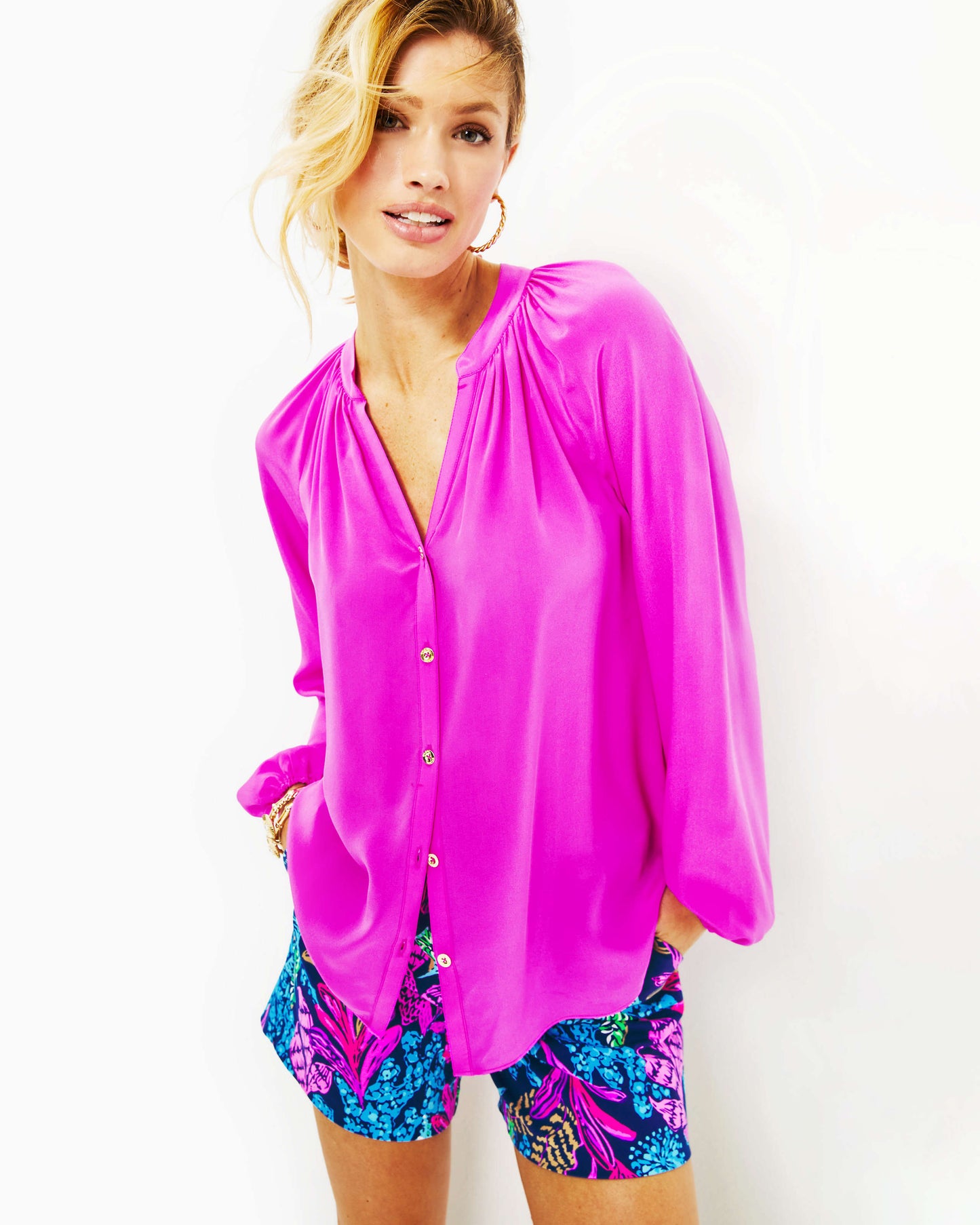 SAIGE LONG SLEEVE SILK TOP