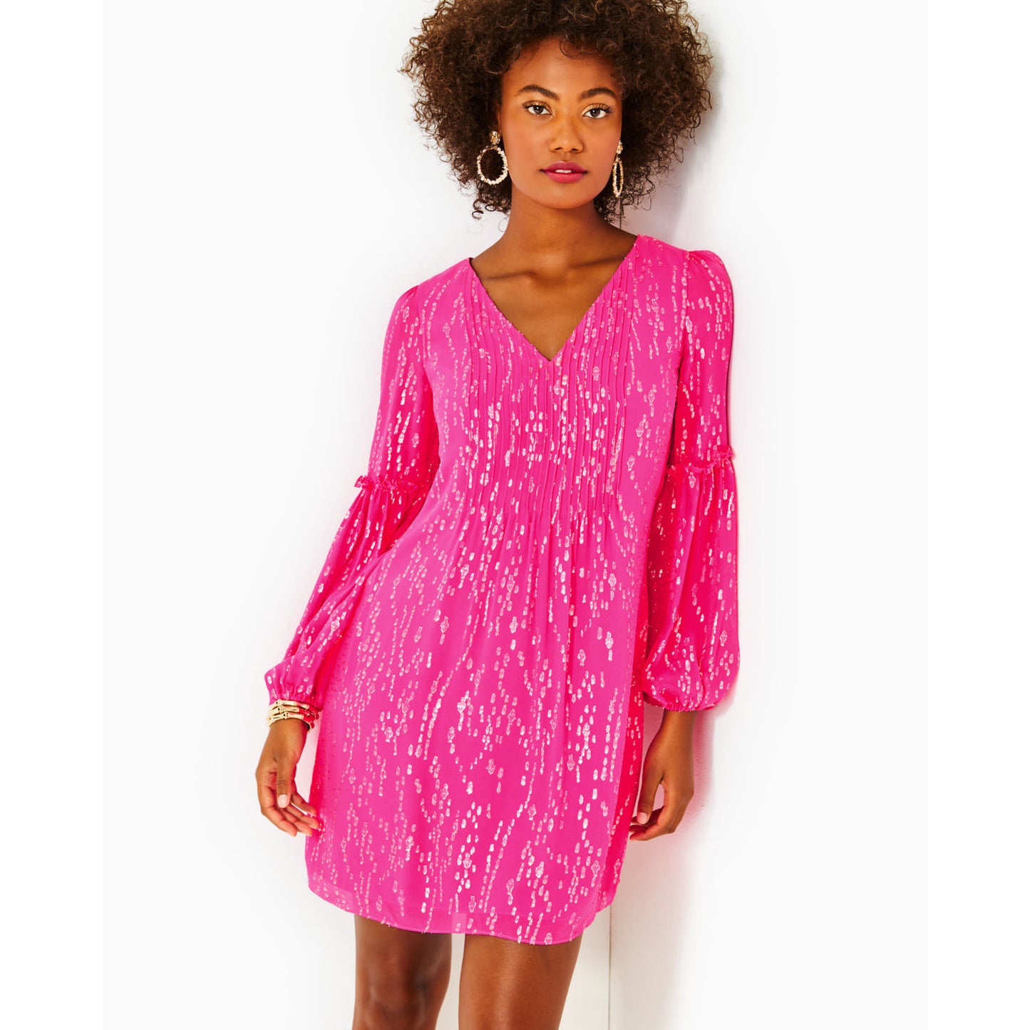 CLEME LONG SLEEVE SILK DRESS
