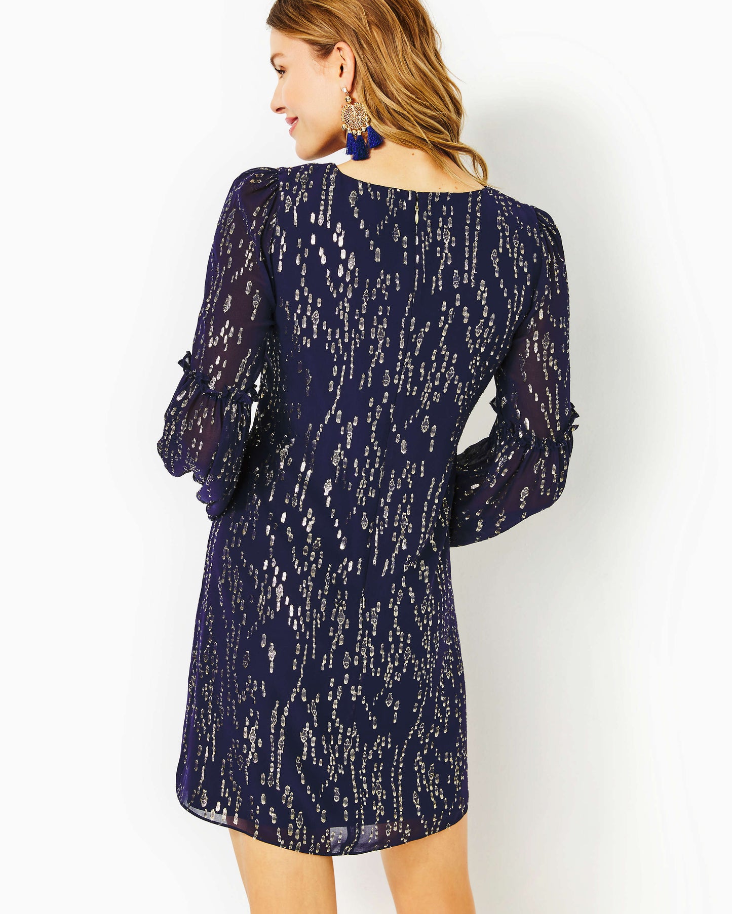 CLEME LONG SLEEVE SILK DRESS