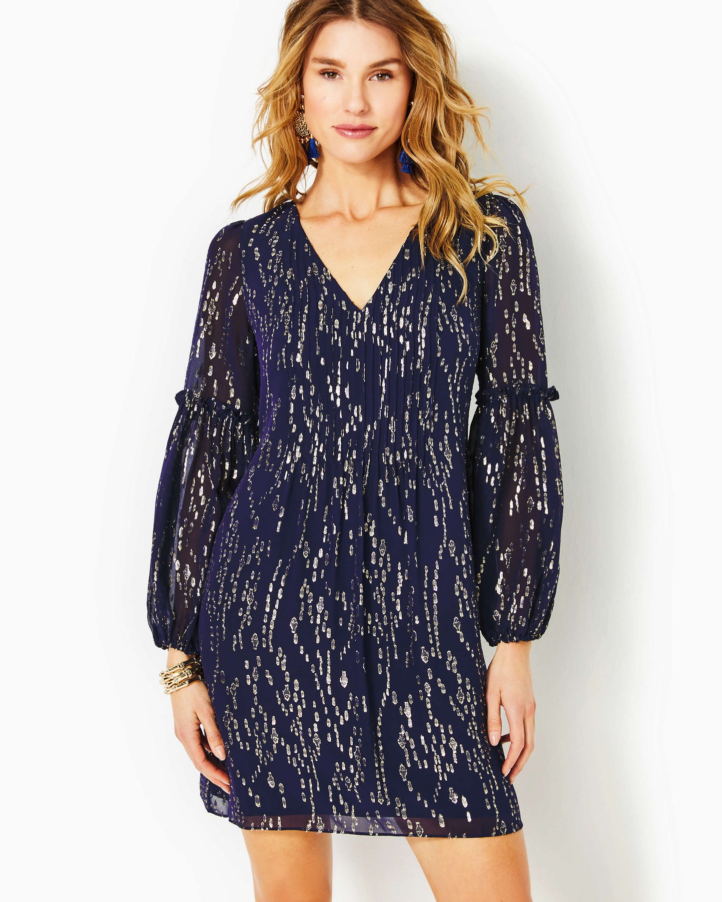 CLEME LONG SLEEVE SILK DRESS