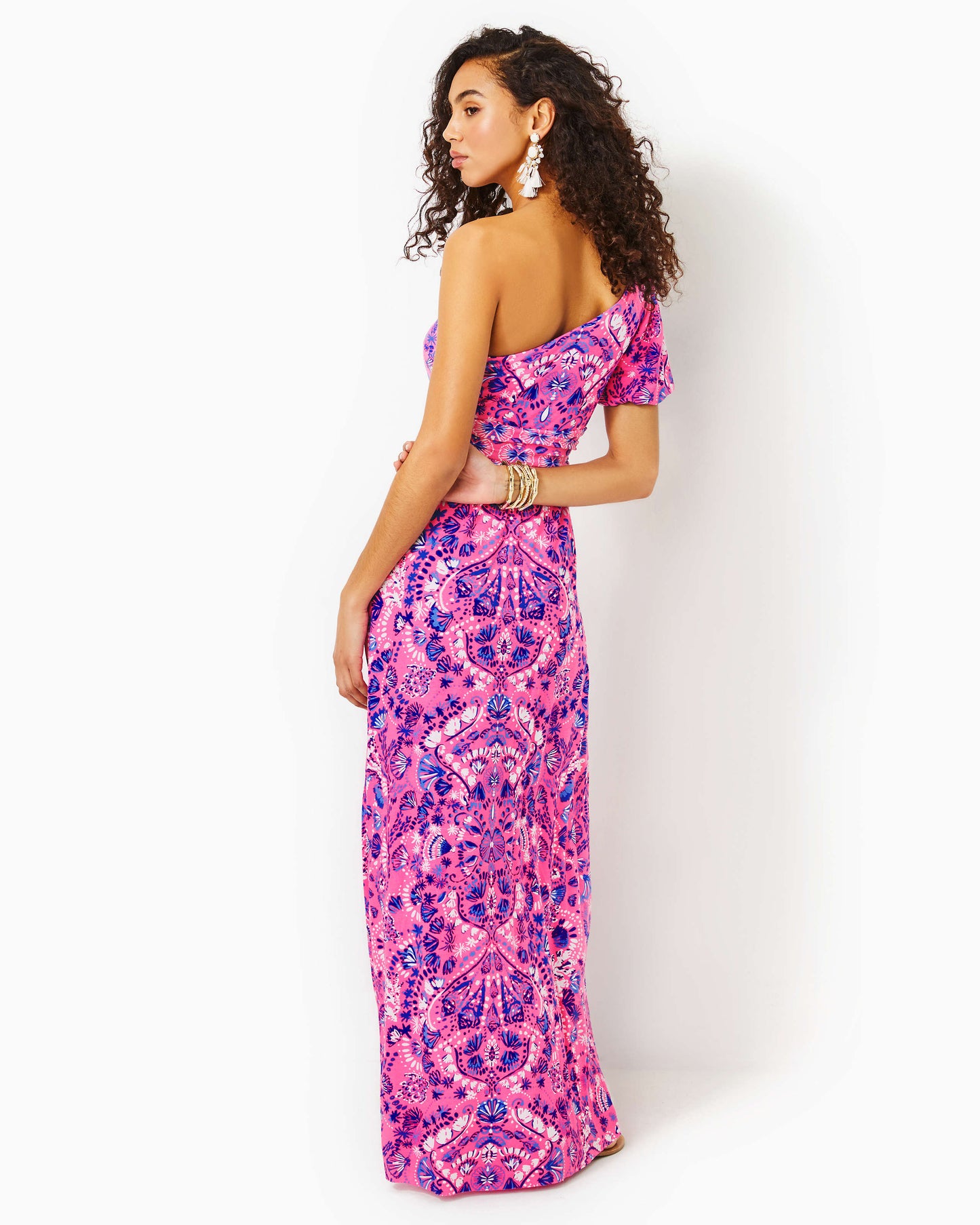 SOLANA ONE SHOULDER MAXI - HAVANA PINK - TURTLE TIDEPOOL ENGINEERED KNIT DRESS