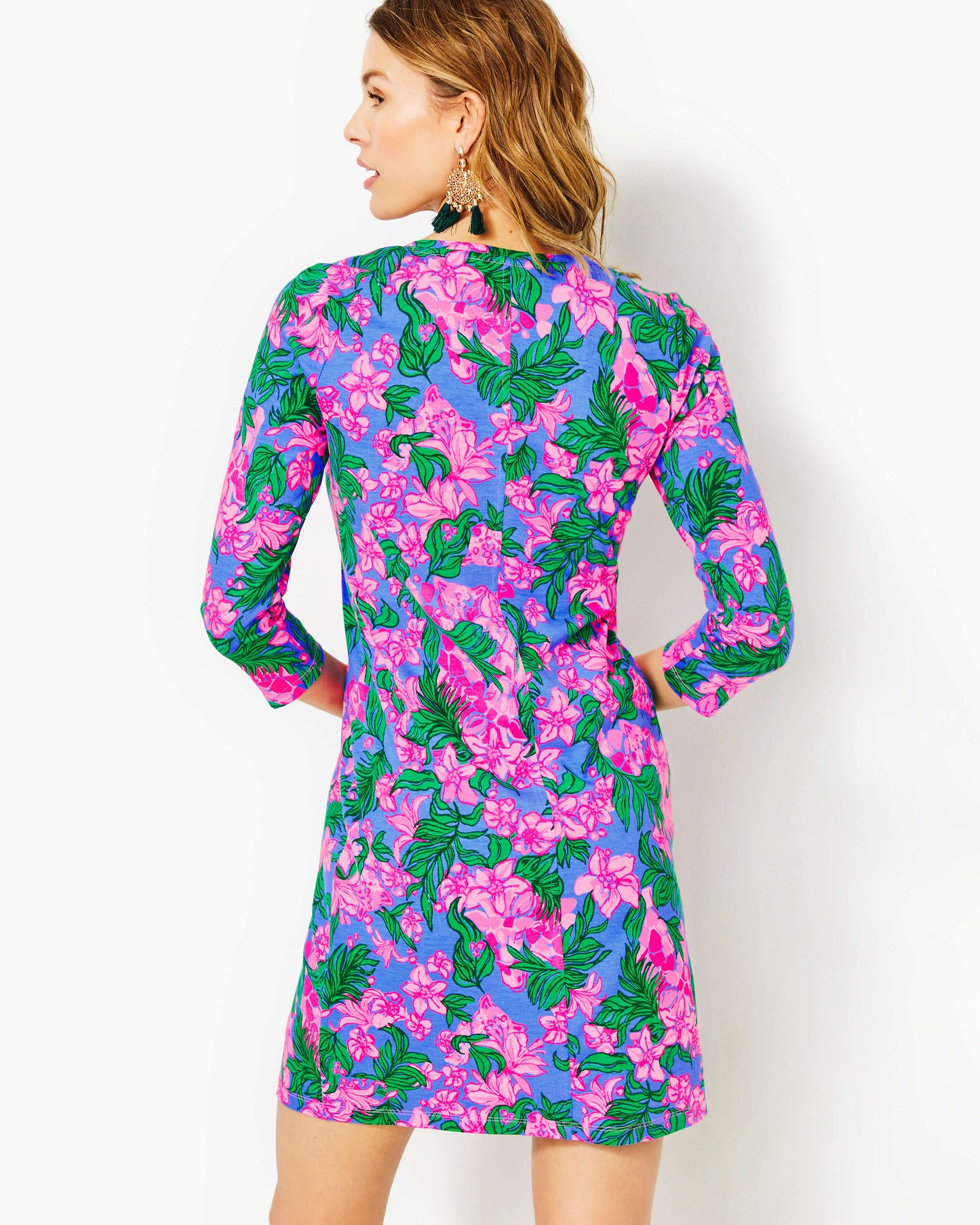 TESSA 3/4 SLEEVE V-NECK DRESS