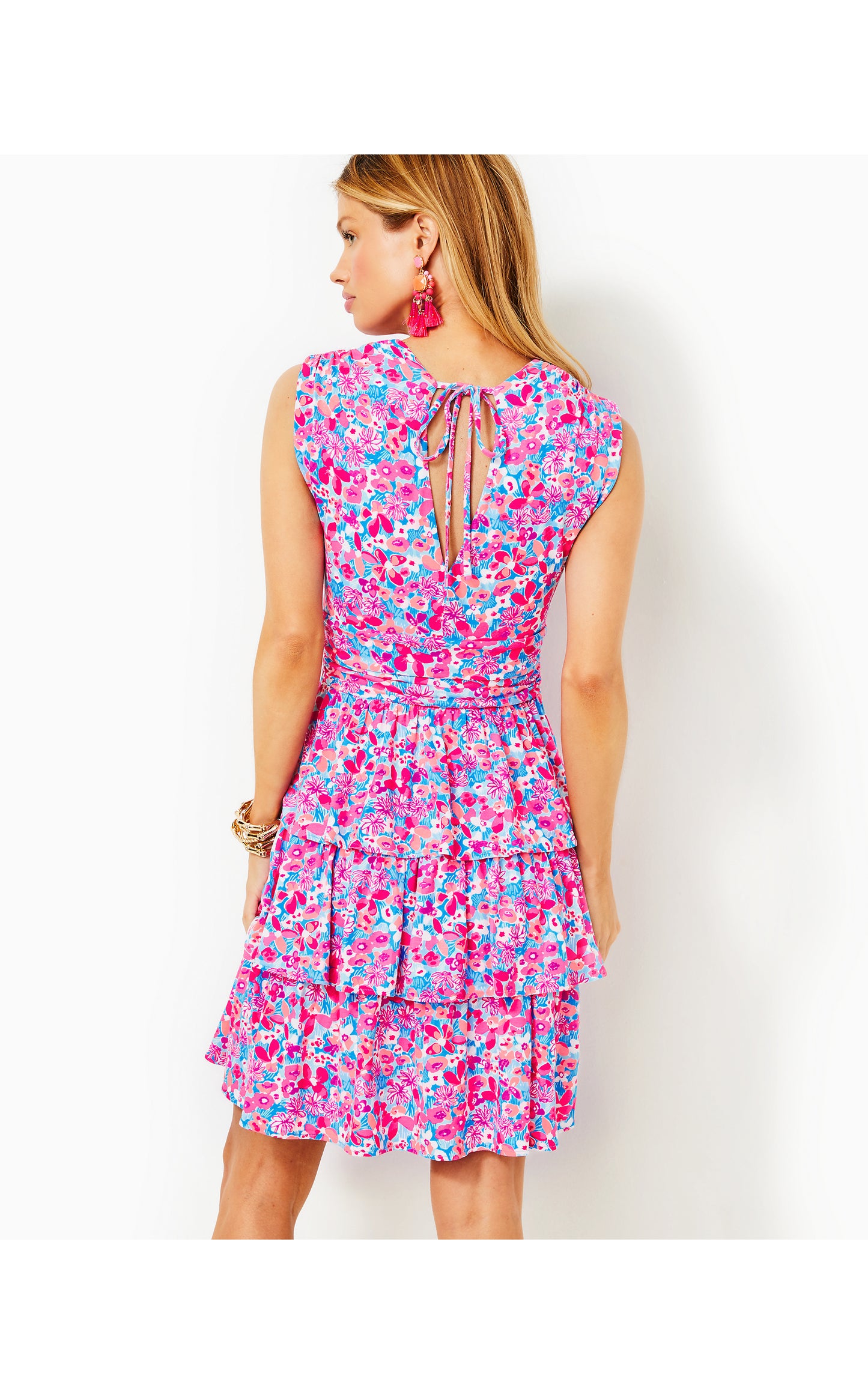 FAYE V-NECK RUFFLE DRESS