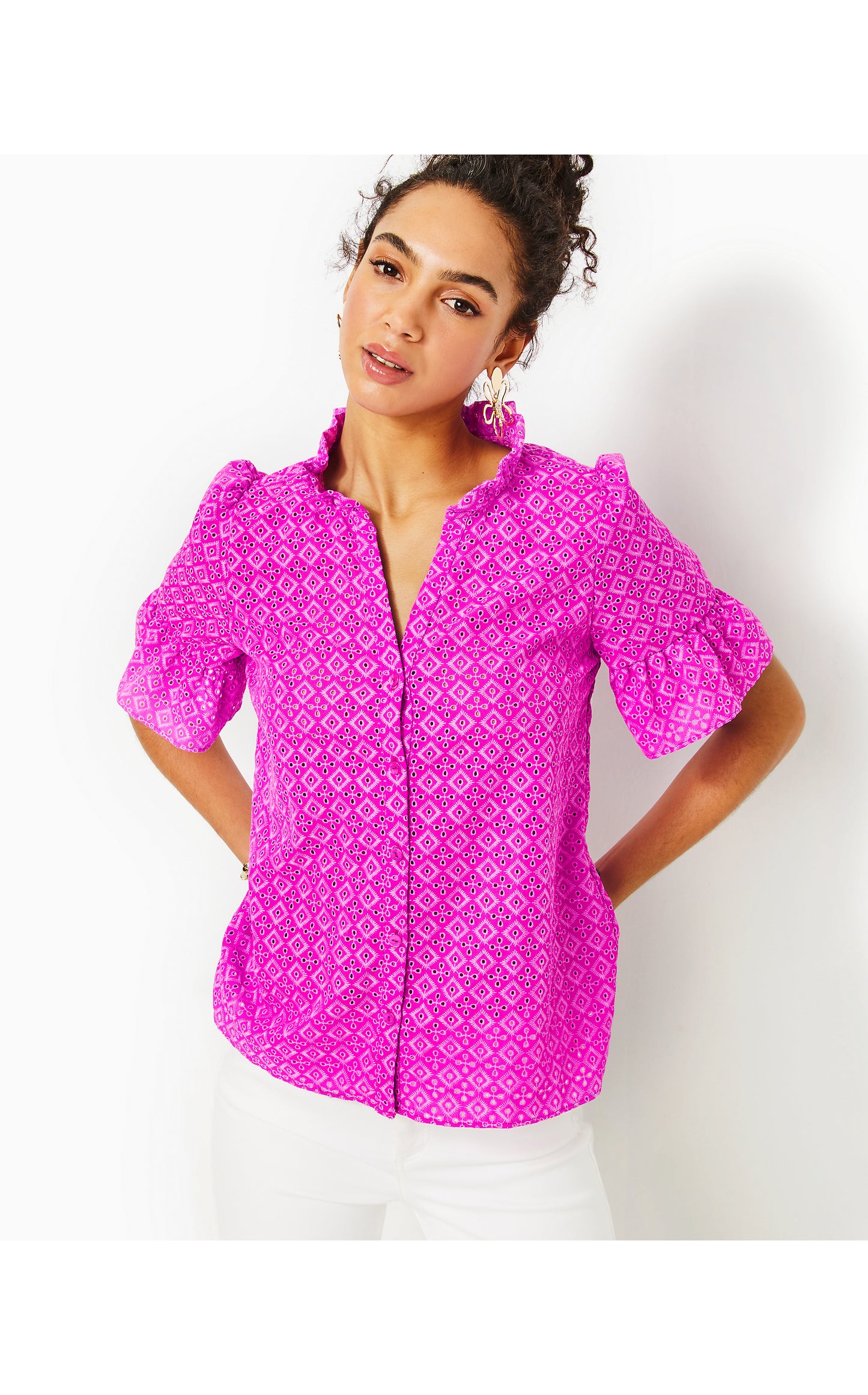 CALYNN EYELET BUTTON DOWN