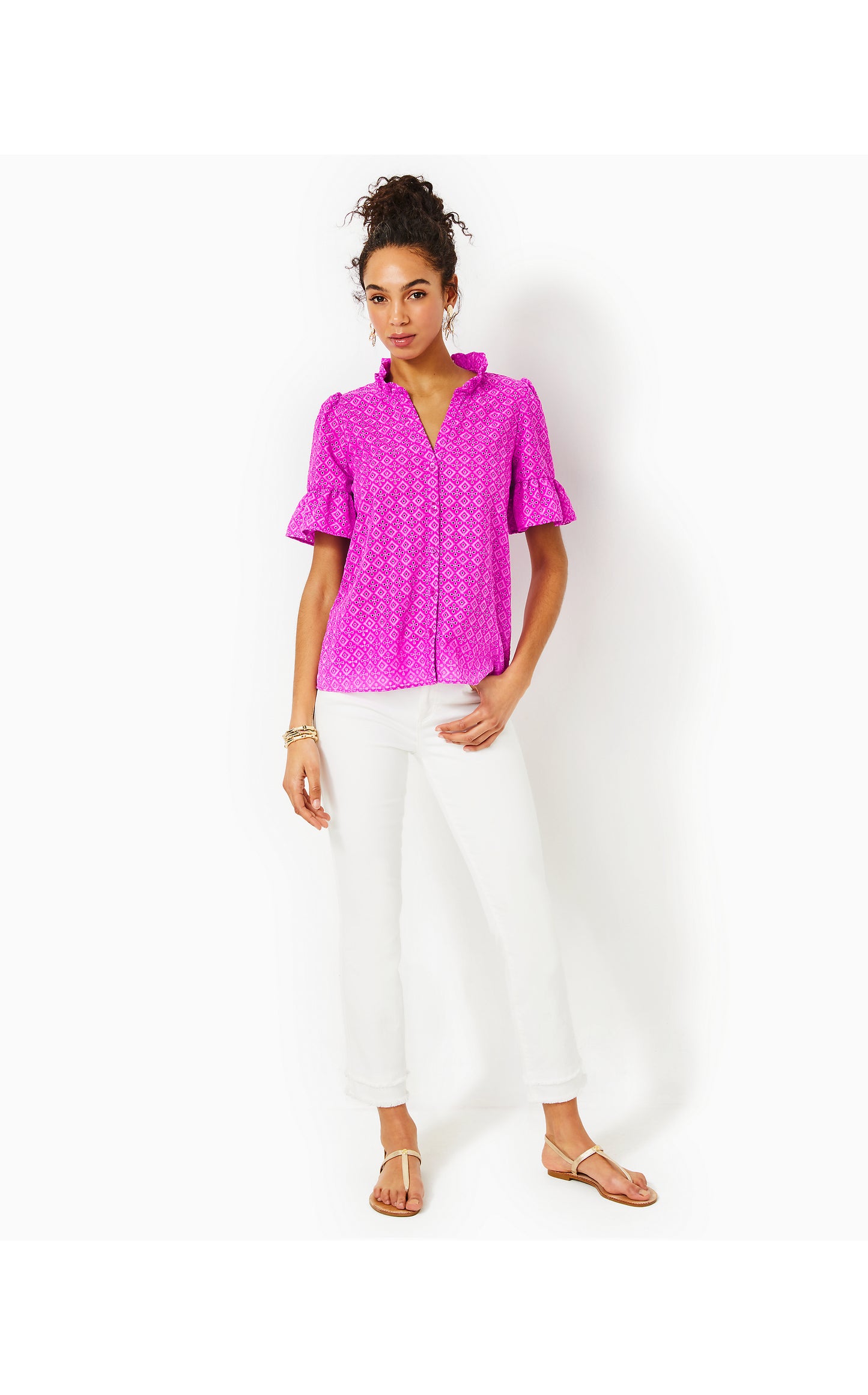 CALYNN EYELET BUTTON DOWN
