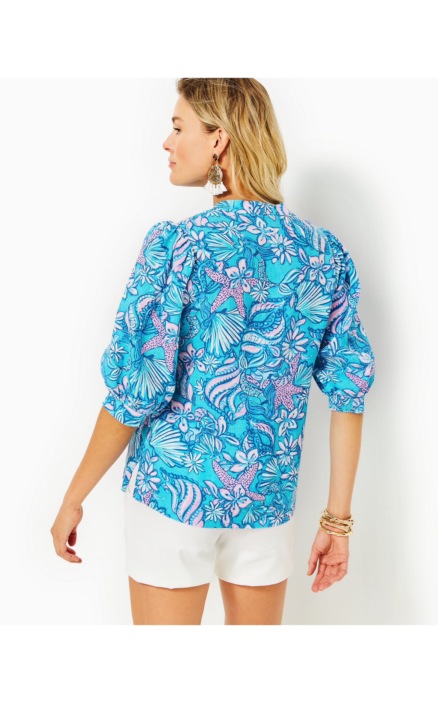 MIALEIGH ELBOW SLEEVE LINEN TOP