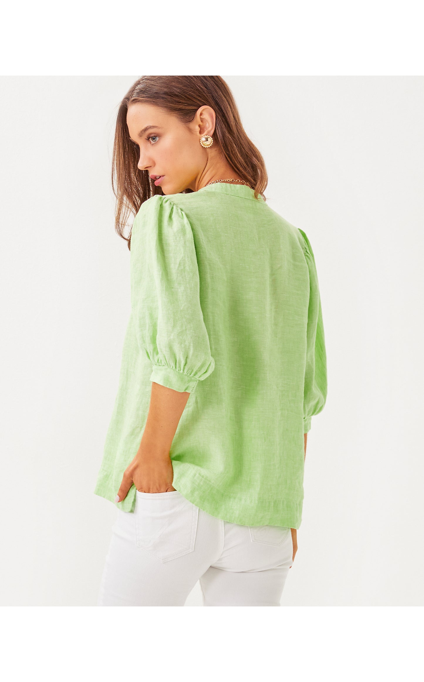 MIALEIGH ELBOW SLEEVE LINEN TOP