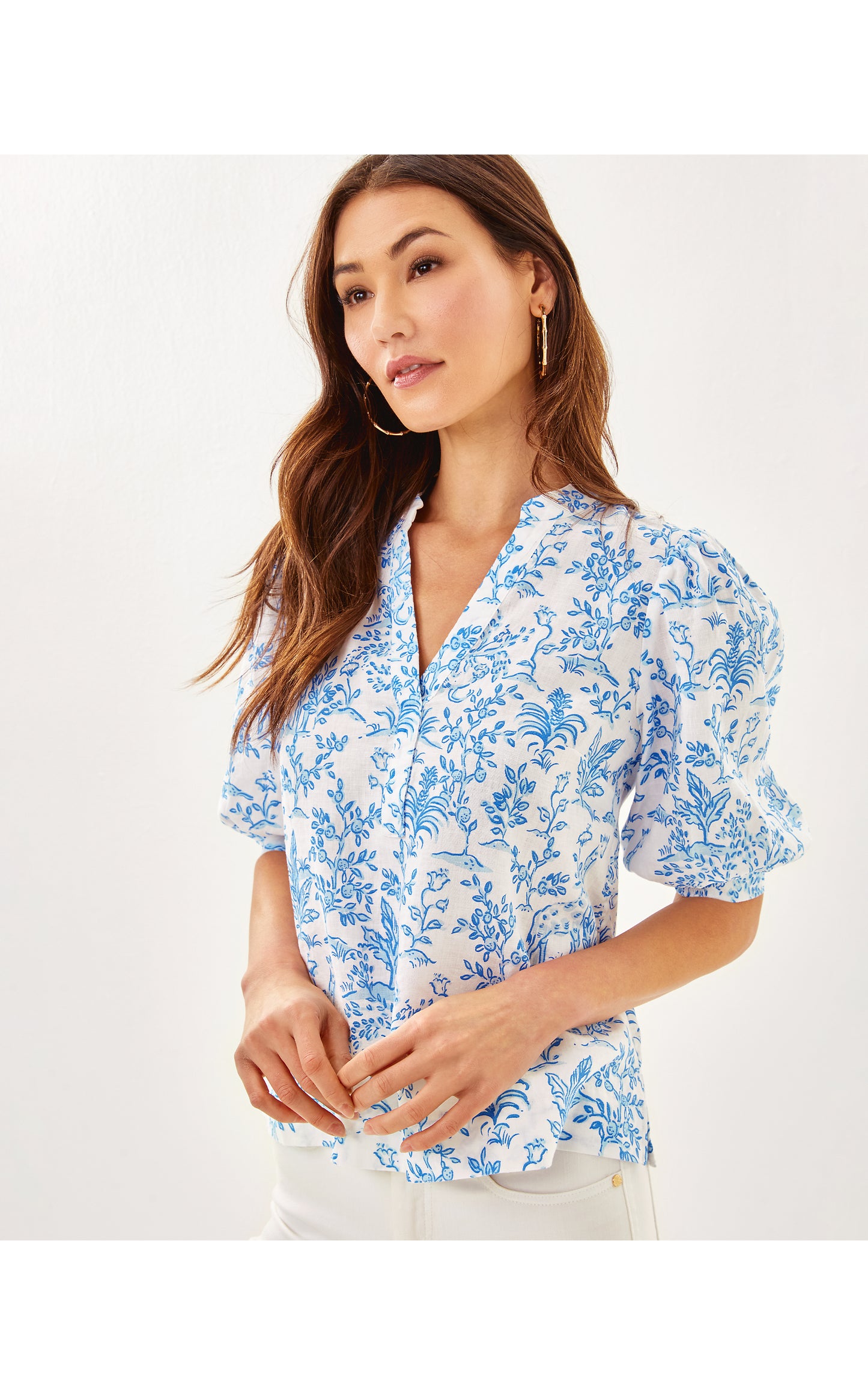 MIALEIGH ELBOW SLEEVE LINEN TOP