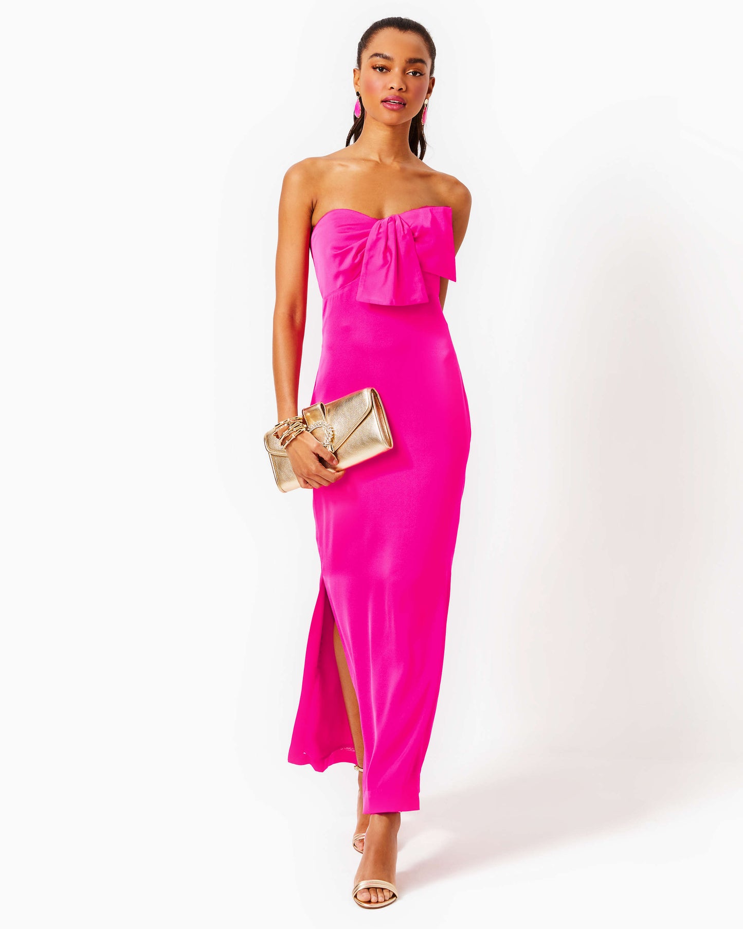 CARLYNN SATIN MAXI BOW DRESS