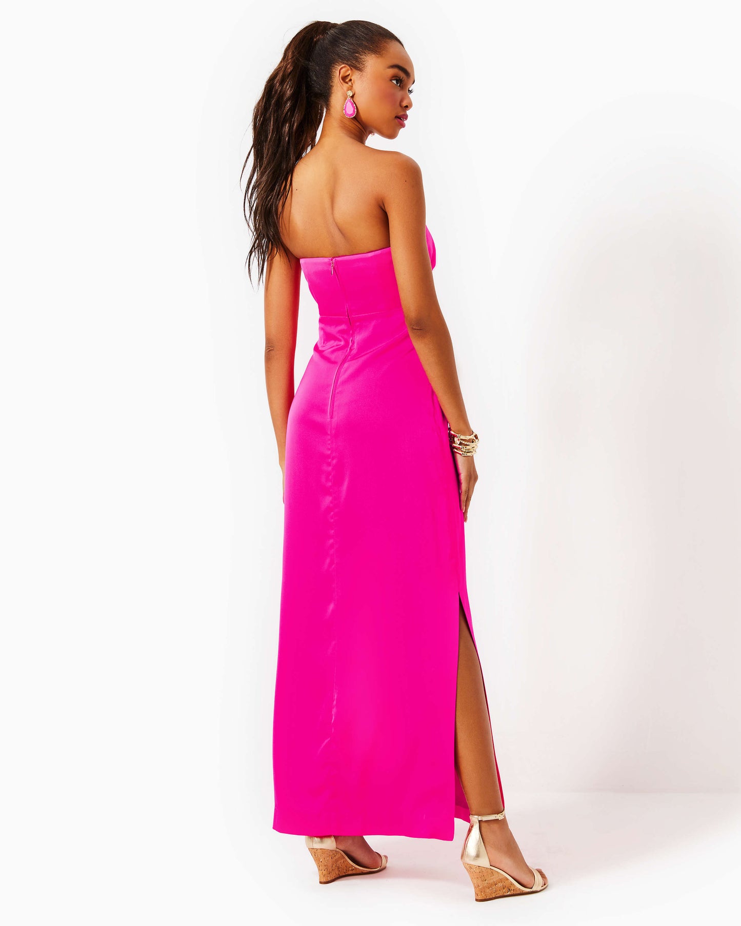 CARLYNN SATIN MAXI BOW DRESS