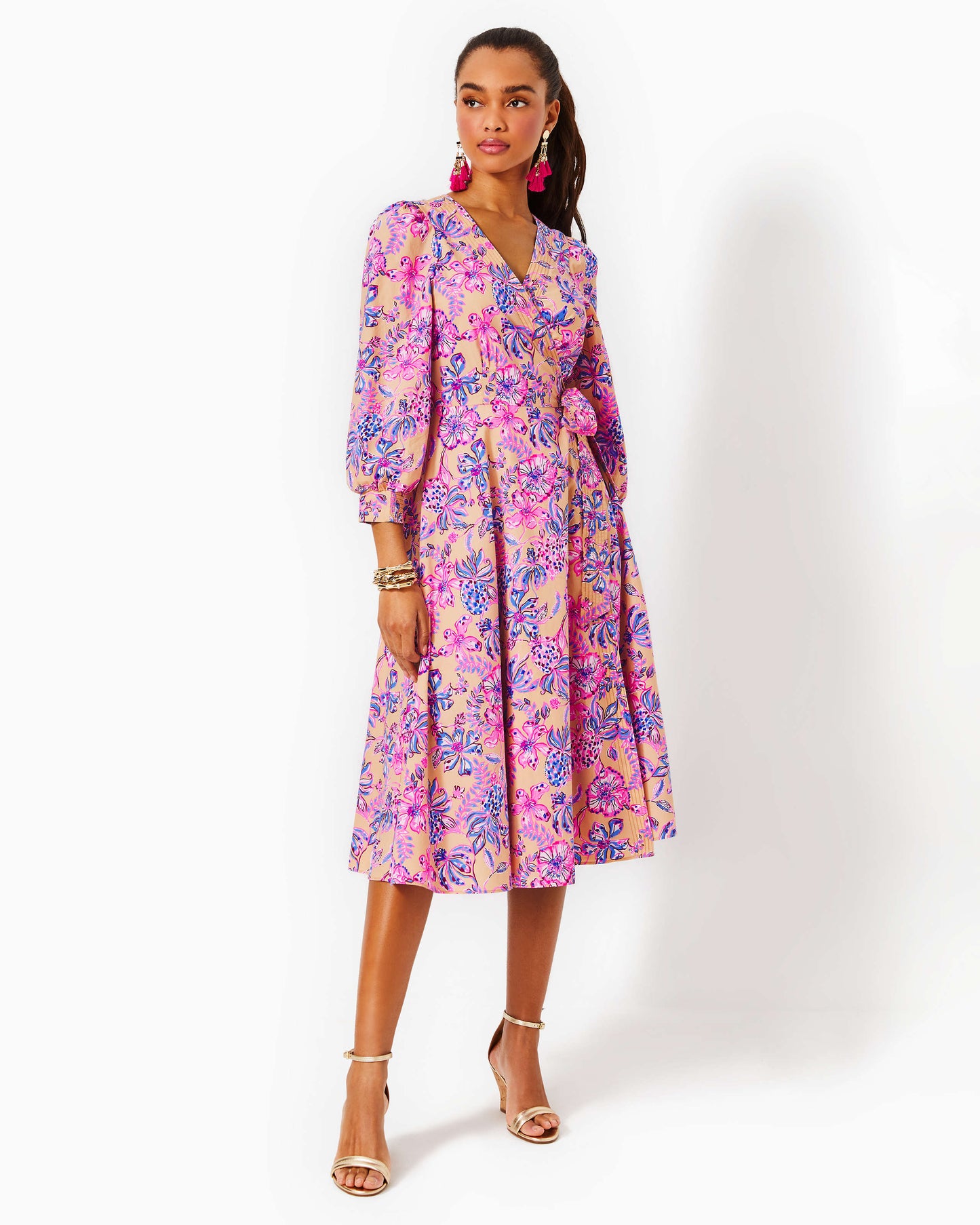 SHIELA 3/4 SLEEVE COTTON DRESS