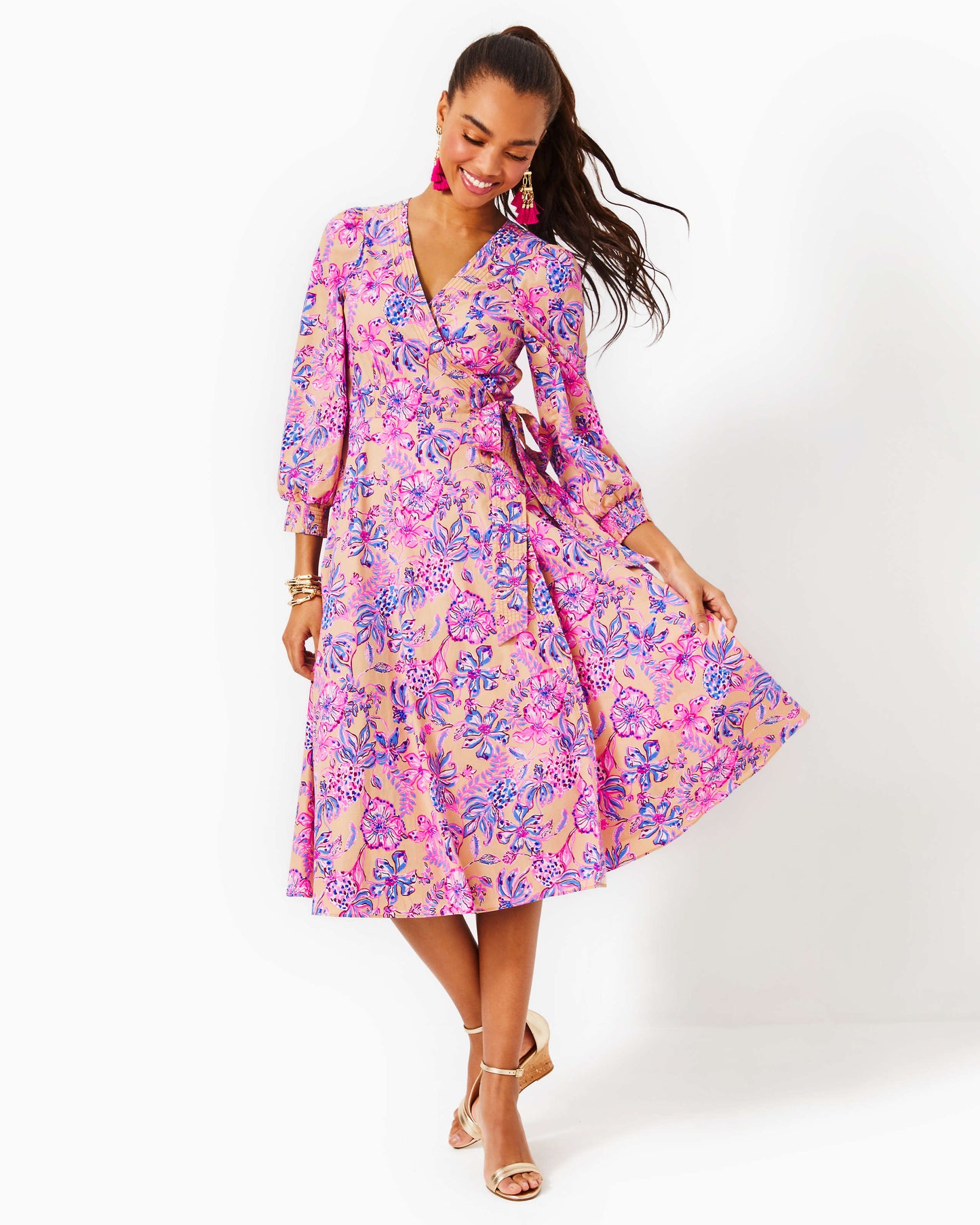 SHIELA 3/4 SLEEVE COTTON DRESS