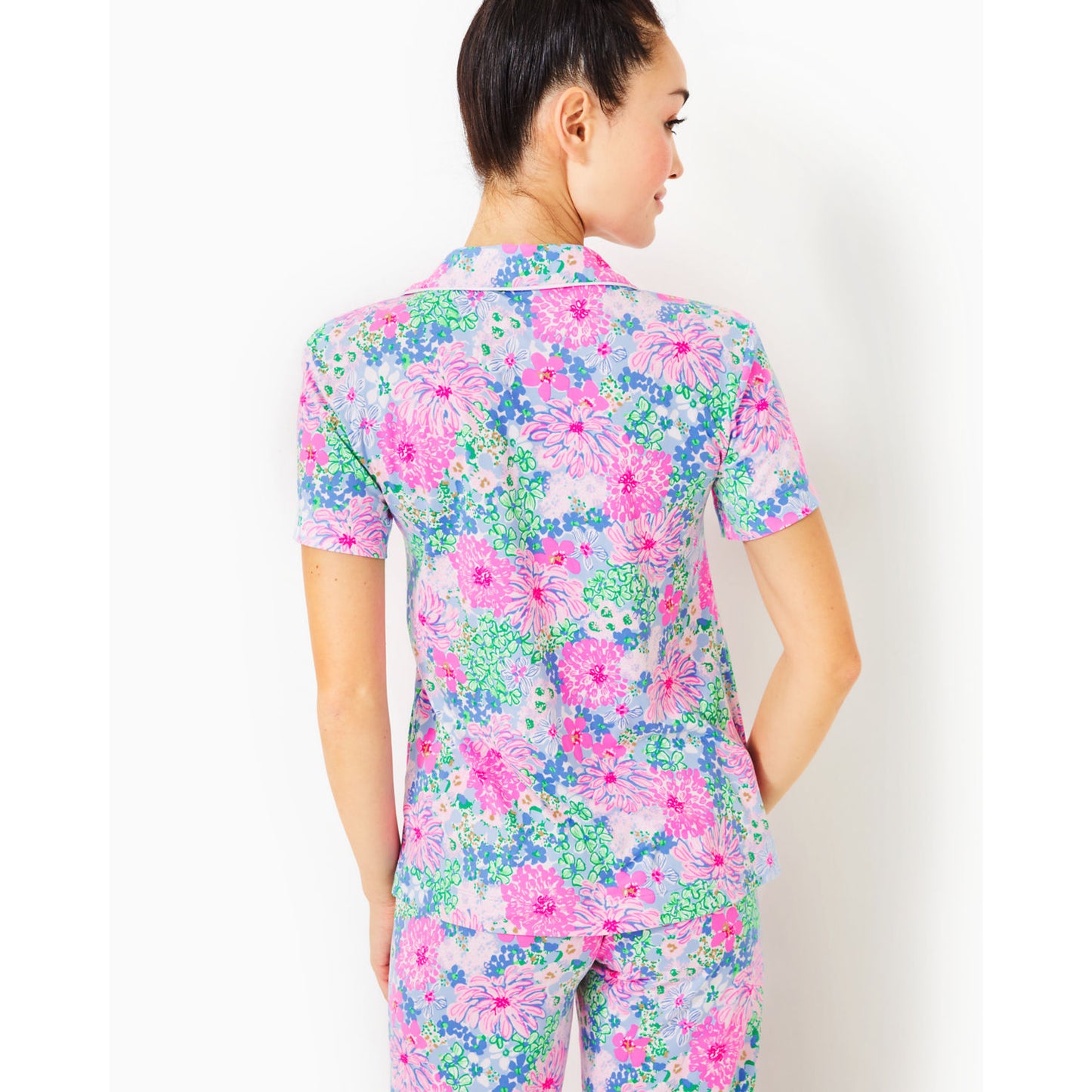 PJ KNIT SS BUTTON-UP TOP