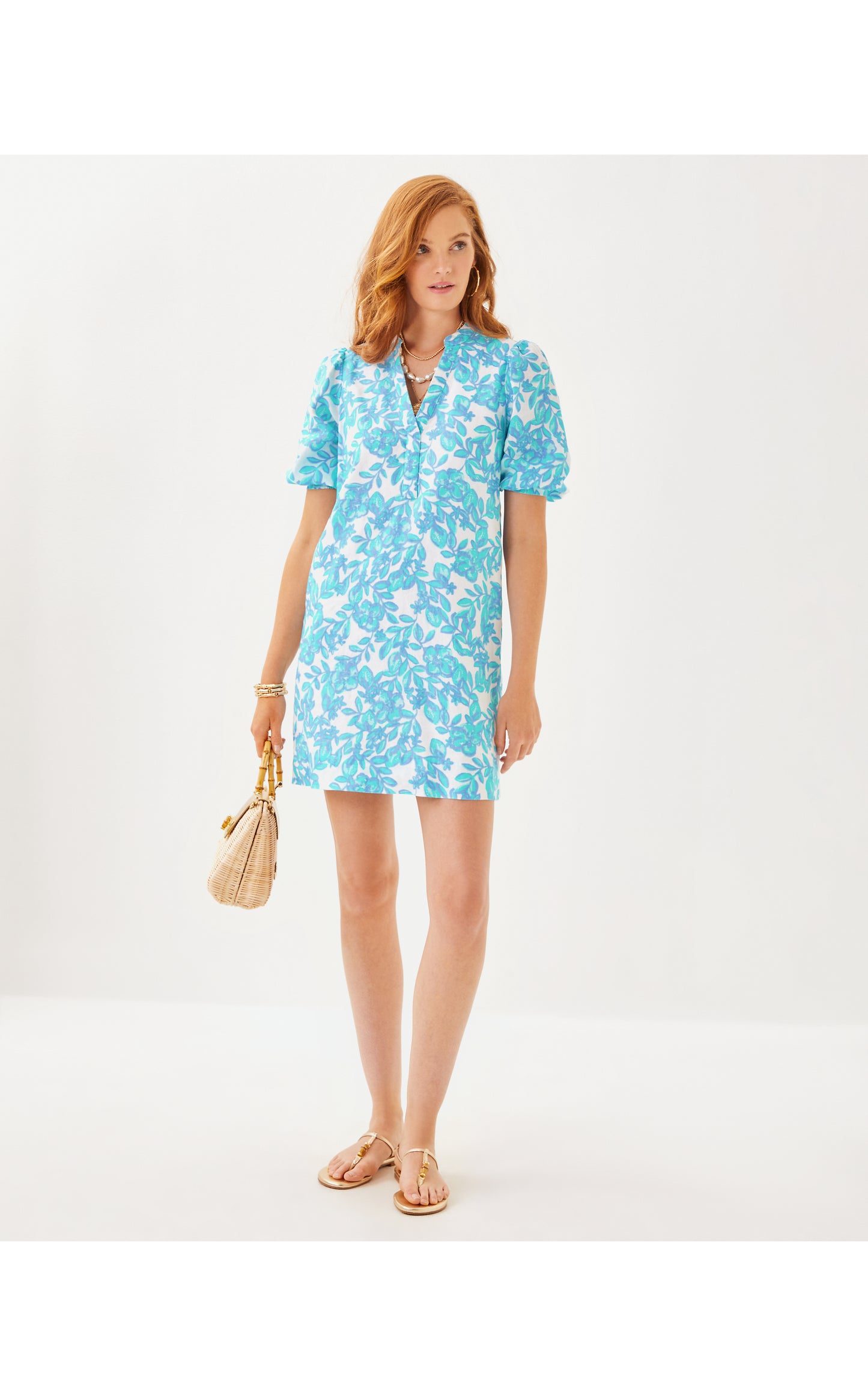 MIALEIGH ELBOW SLEEVE LINEN DRESS