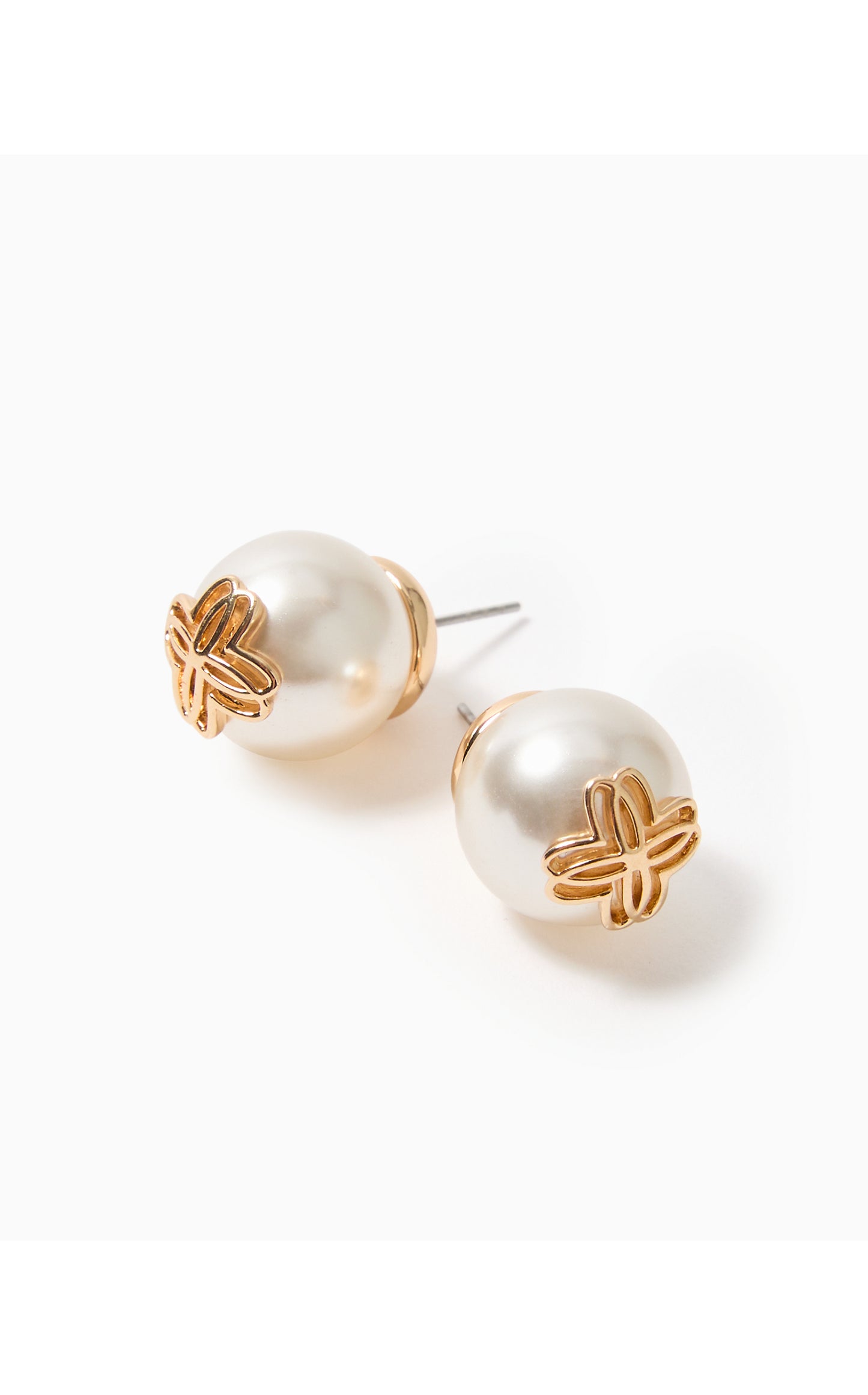 LP LOGO PEARL STUD EARRINGS