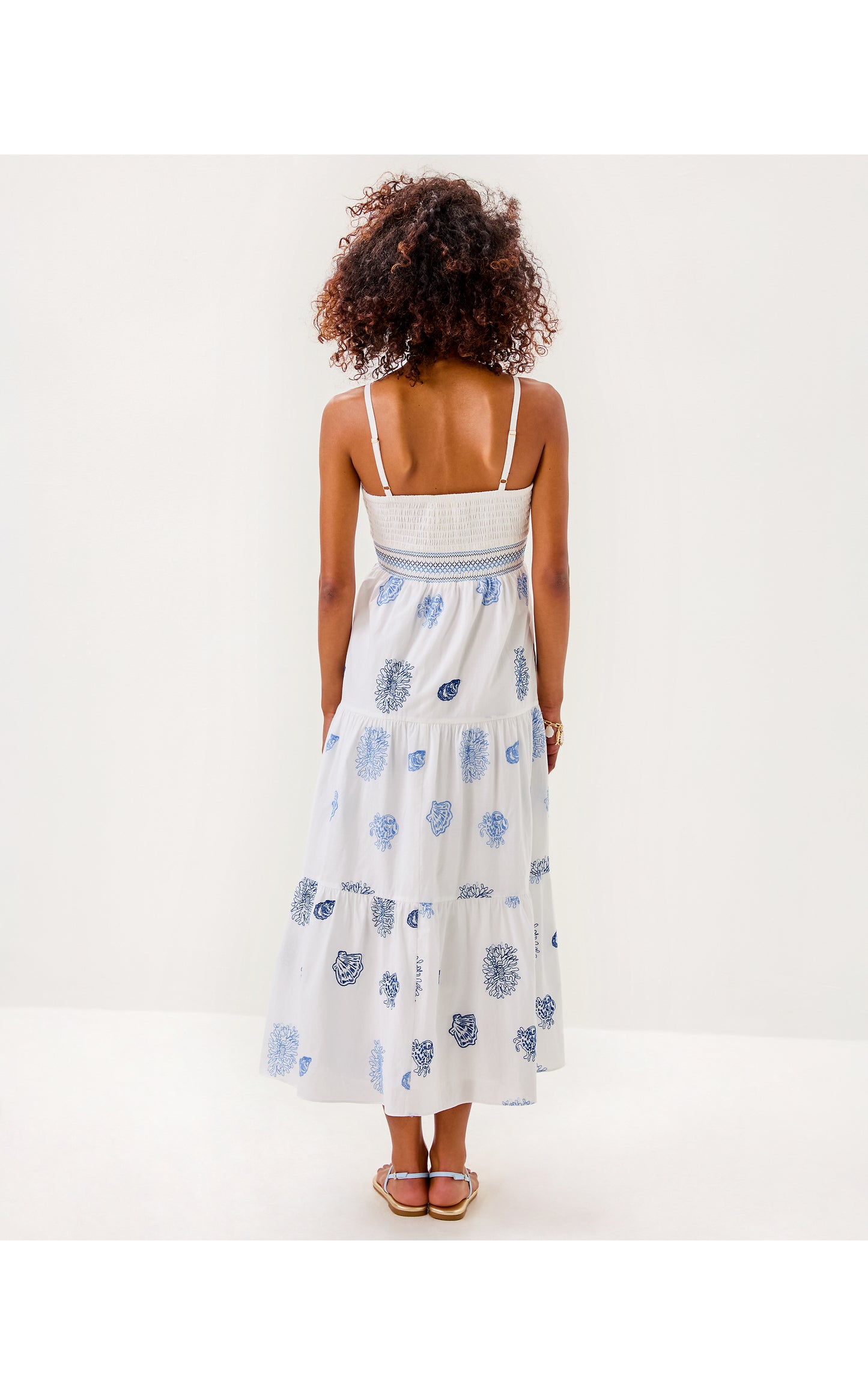 ZANNA EMBROIDERED COTTON MIDI DRESS