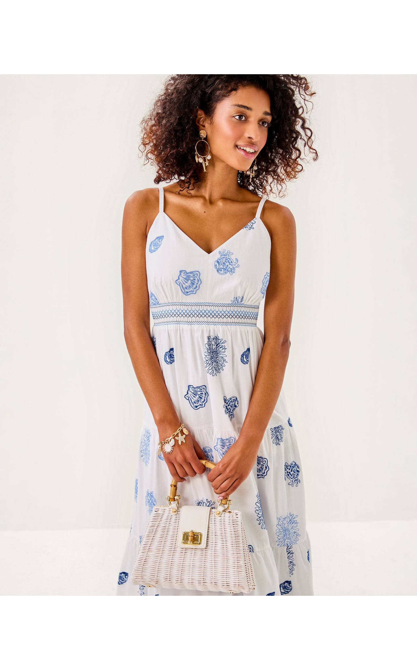 ZANNA EMBROIDERED COTTON MIDI DRESS