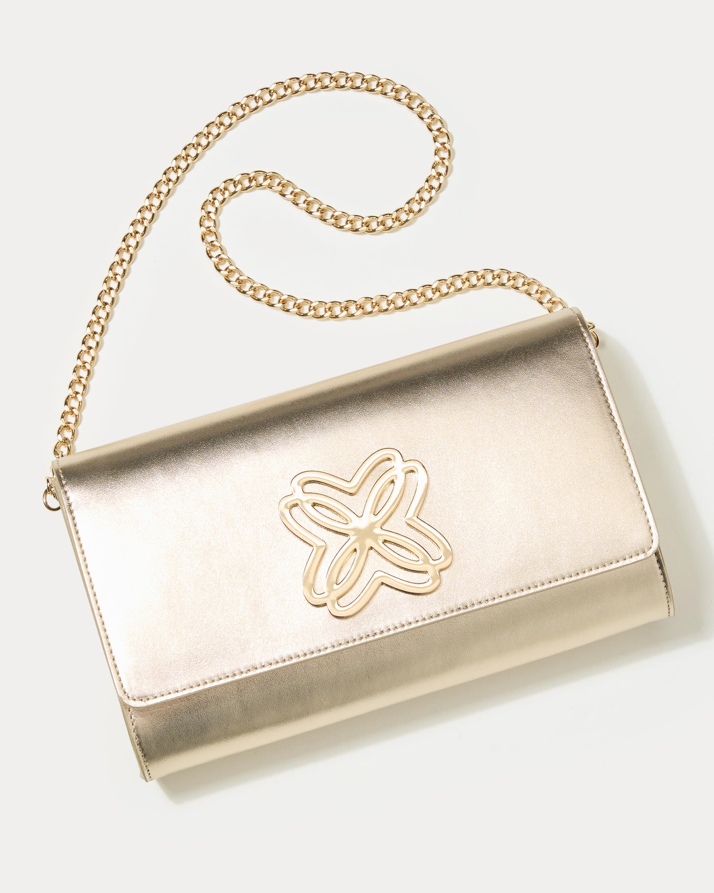 BRIT LEATHER LOGO CLUTCH - GOLD METALLIC