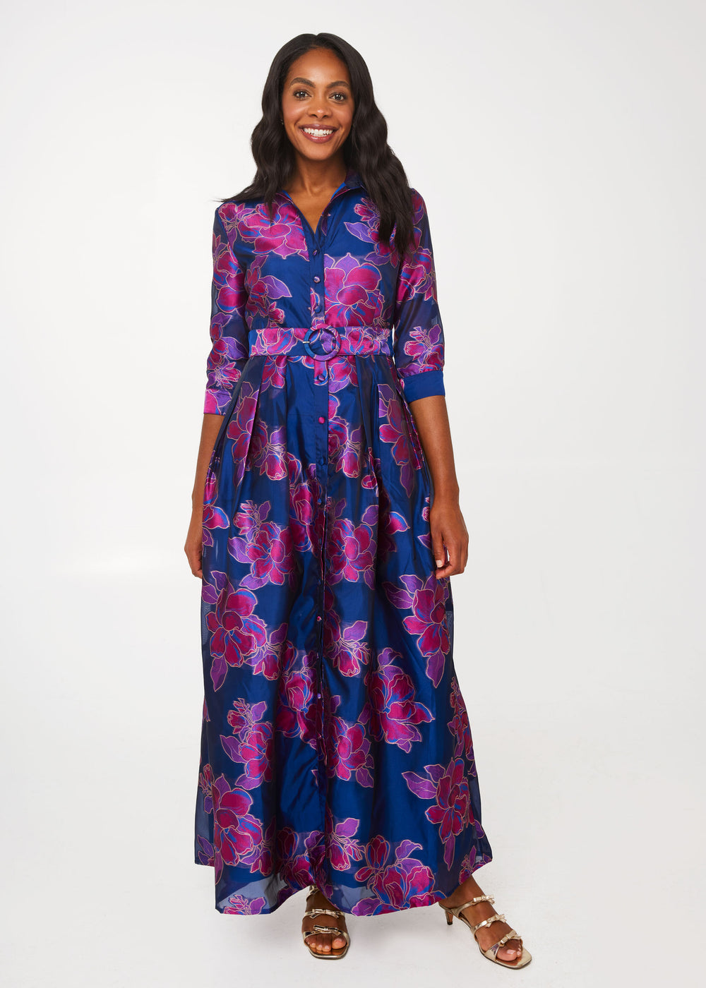 Cecilia Gown Navy Peony Organza