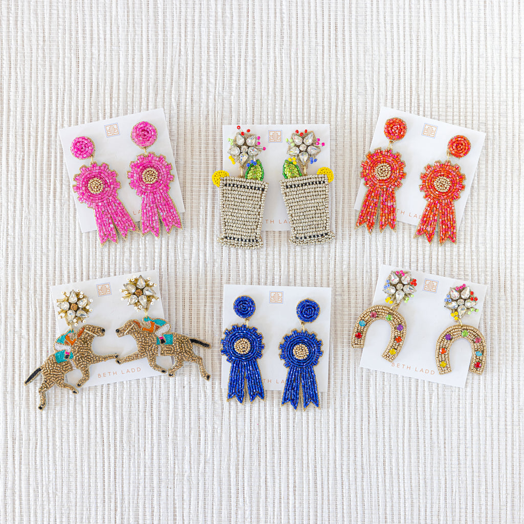 Derby Ribbon in Pink Earrings