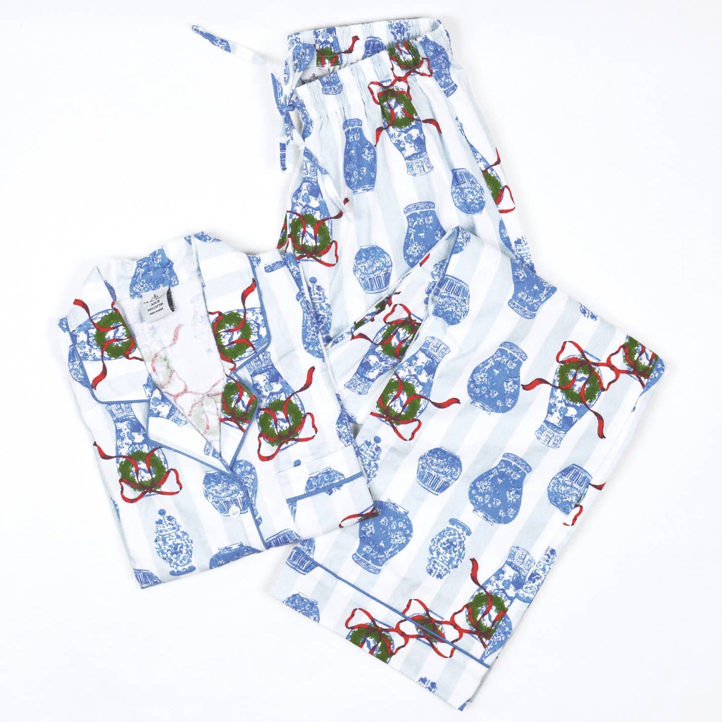 Ginger Jar Wreath Flannel PJ Set