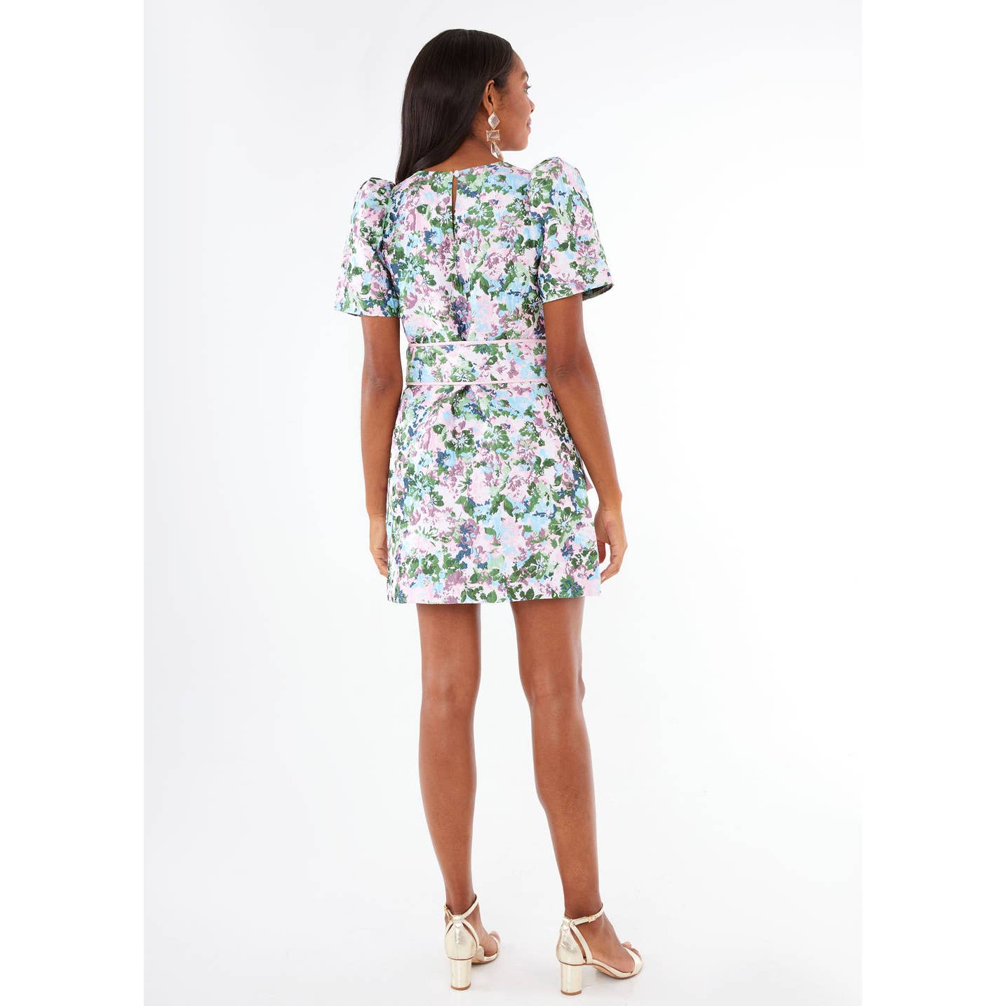 Marty Dress Pink Abstract Floral Jacquard