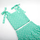 Green Block Print Smocked Tie Top & Skirt Set