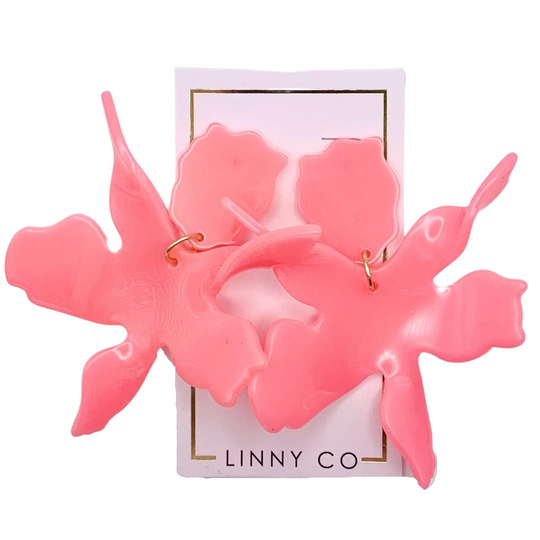 Flora Bright Coral Earrings