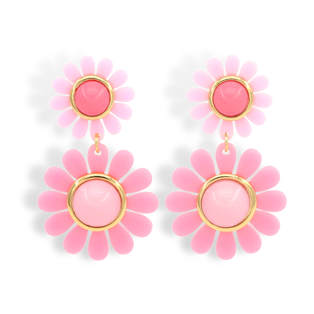 PINK MAY FLOWERS DOUBLE DROP EARRING