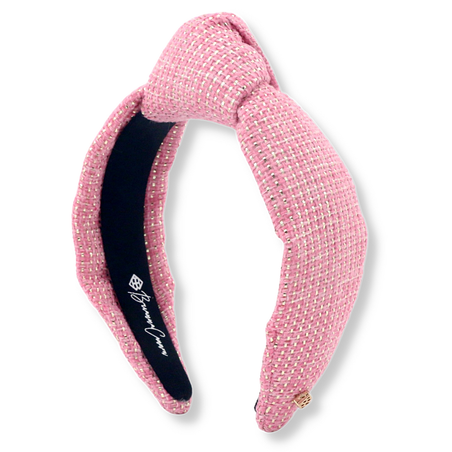 Blush Pink Solid Tweed and Gold Headband Adult Size