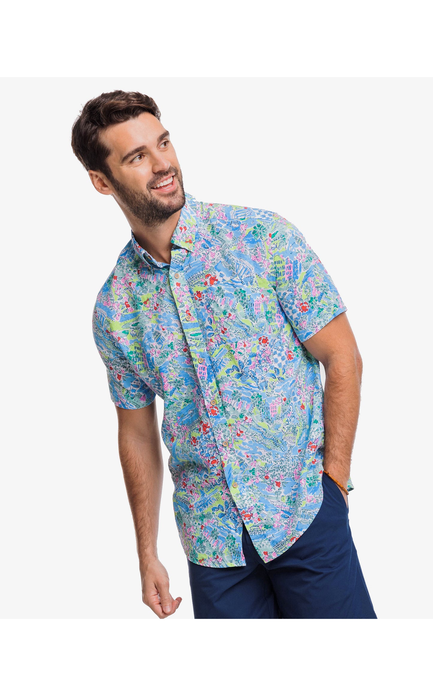 Men's Short Sleeve Lilly Love SC Sportshirt - Blue Peri