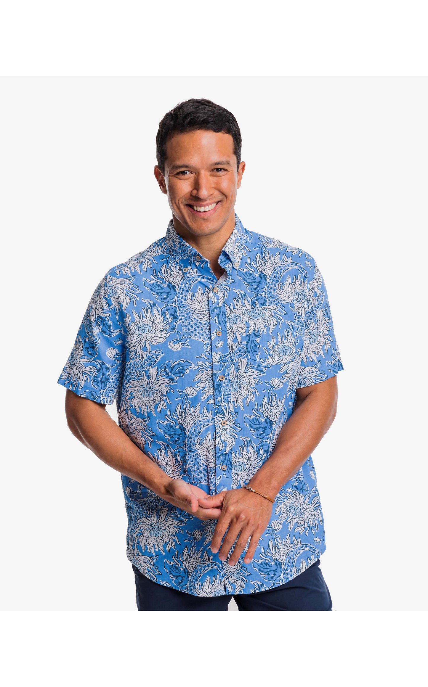 Men's Short Sleve Croc and LockIt Sportshirt - Boca Blue