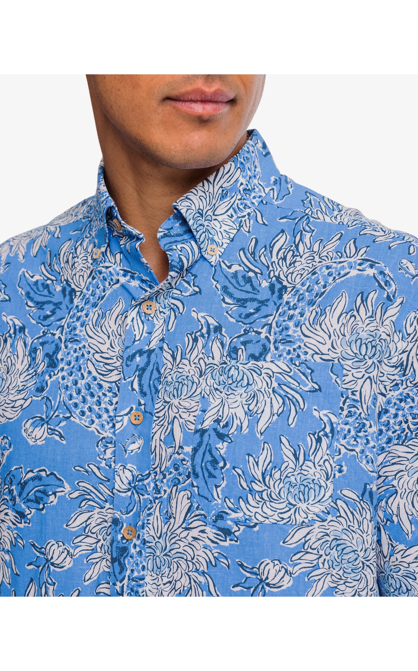 Men's Short Sleve Croc and LockIt Sportshirt - Boca Blue