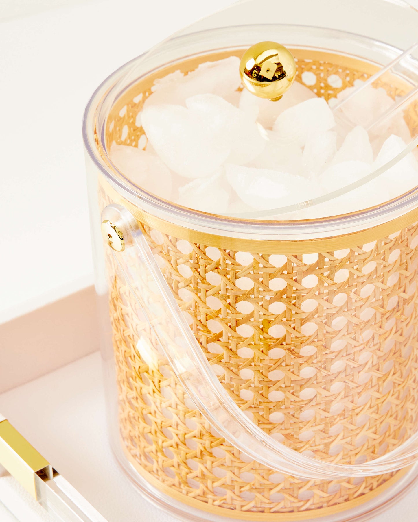 Ice Bucket with Tongs Caning