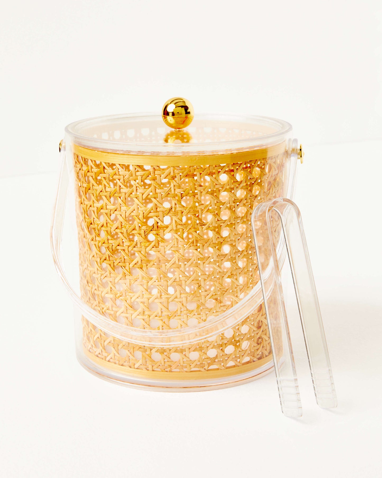 Ice Bucket with Tongs Caning