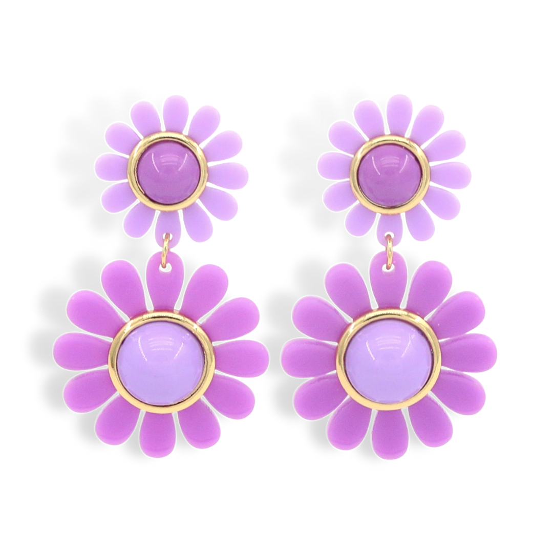 PURPLE MAY FLOWERS DOUBLE DROP EARRING