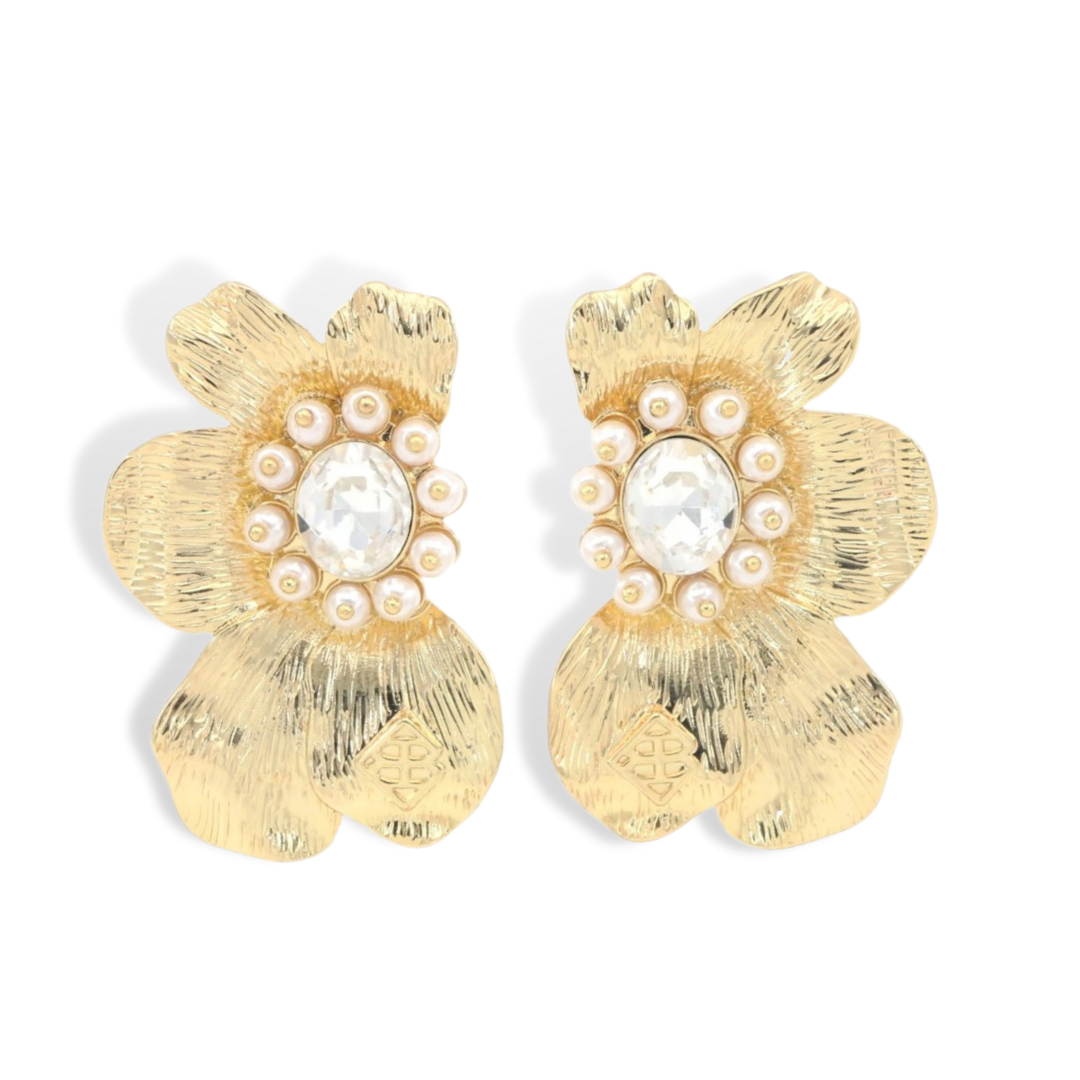 GOLDEN BLOOM EARRINGS IN WHITE