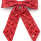 Red Shimmer Bow Barrette w/ Crystals