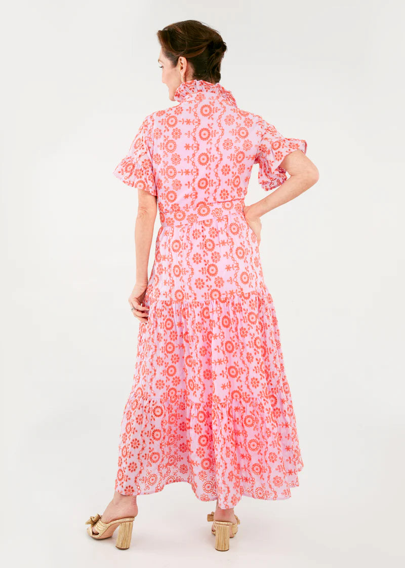 Sadie Maxi Dress Lavender Coral Eyelet