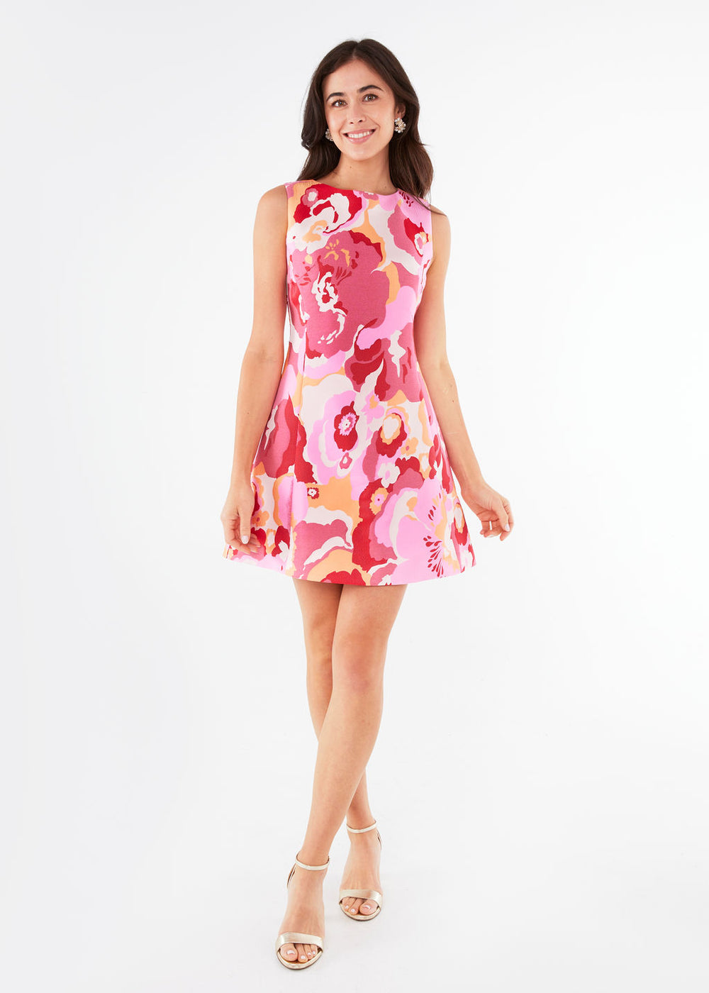 Avery Dress Pink Retro Jaquard