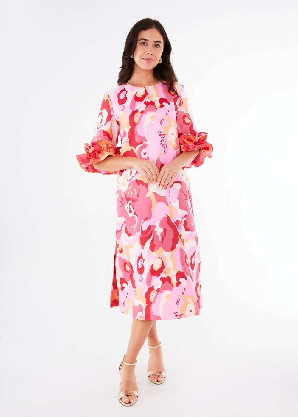 Bronwyn Dress Pink Retro Jaquard