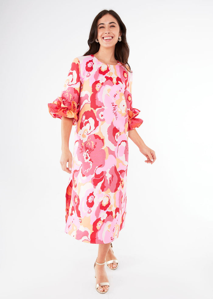 Bronwyn Dress Pink Retro Jaquard