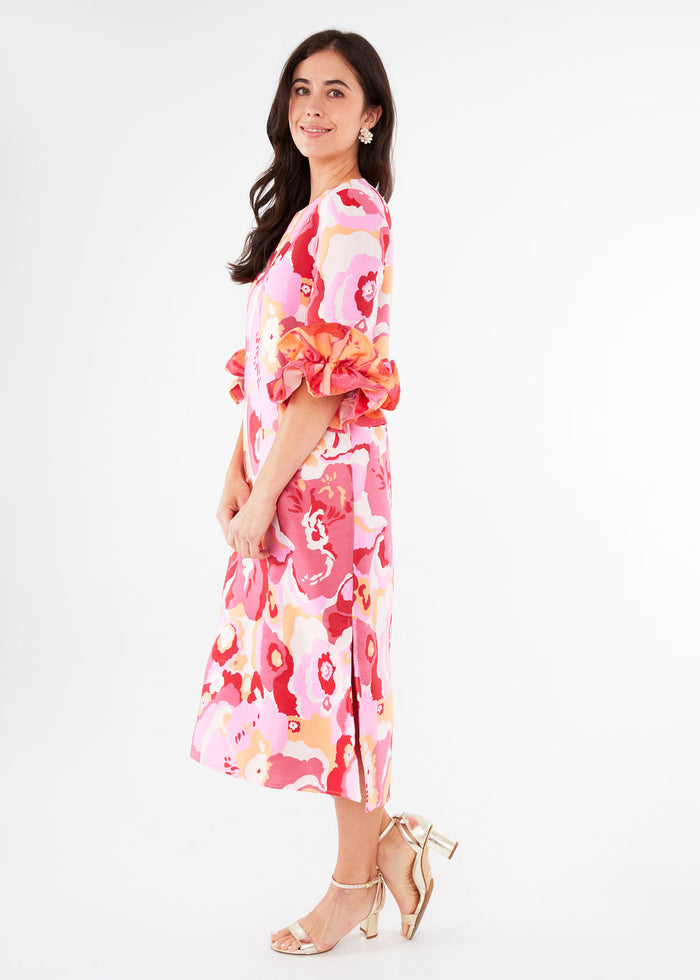 Bronwyn Dress Pink Retro Jaquard