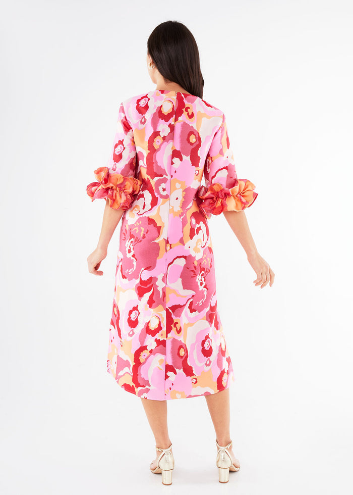 Bronwyn Dress Pink Retro Jaquard